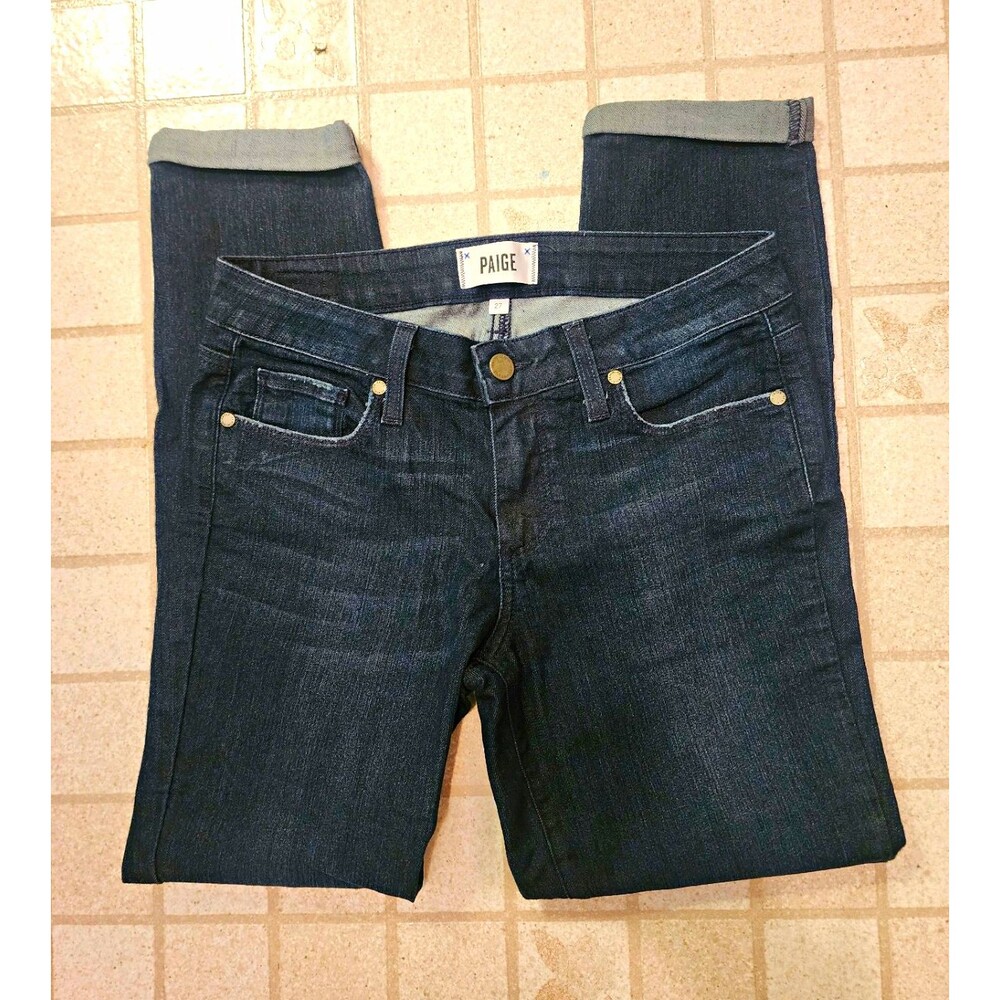 PAIGE Kylie Crop Jeans 27 Dark Wash Slim Straight Leg Comfort Stretch Denim